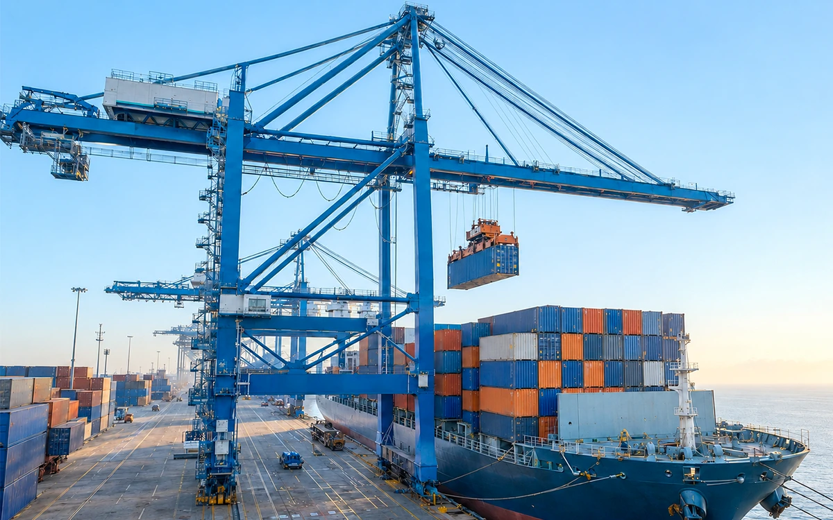 Buque portacontenedores en tránsito internacional